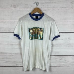 Vintage 1970s Beatles Abbey Road Heat Transfer Ringer T-Shirt Large